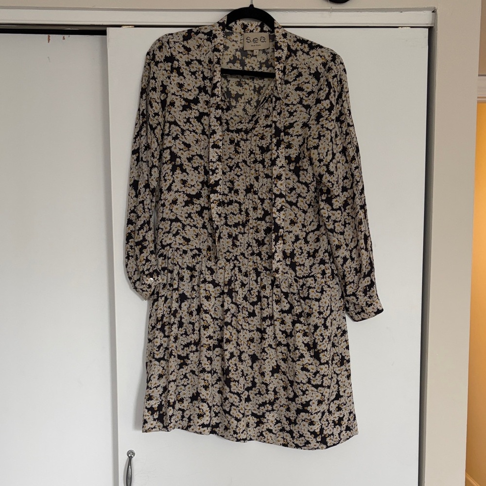 Sea New York Daisy Silk Long Sleeve Dress